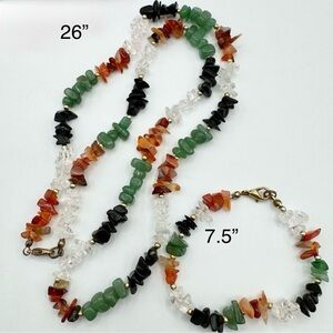 Vibrant Gemstone Necklace and Bracelet Set NWOT